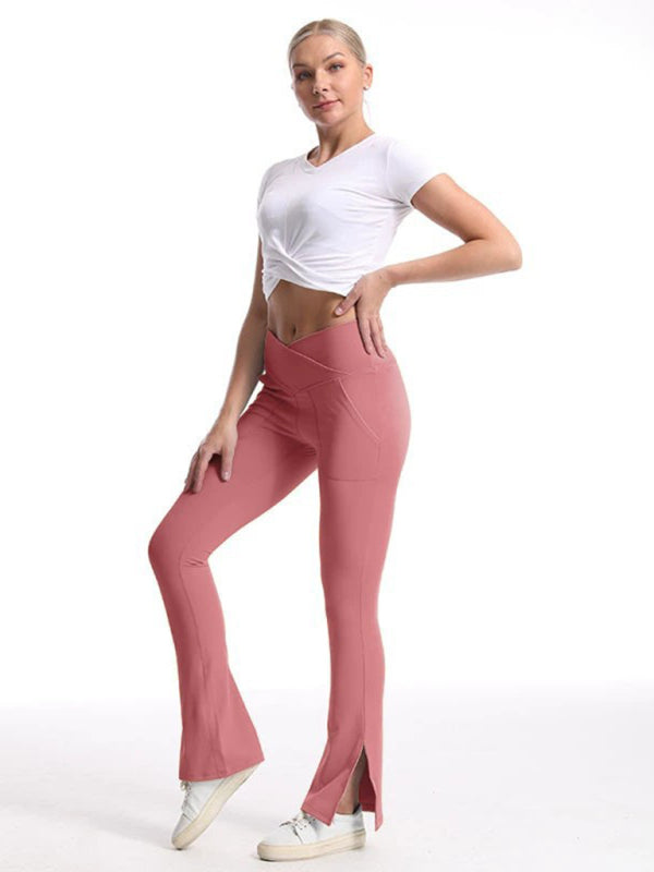 Slit Micro High Waist Elastic Hip Lifting Abdomen Dance Casual Sports Trousers - bertofonsi