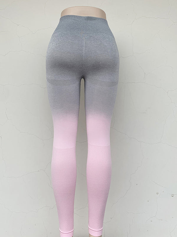 New elastic high waist seamless gradient pants sports slimming tight yoga pants - bertofonsi
